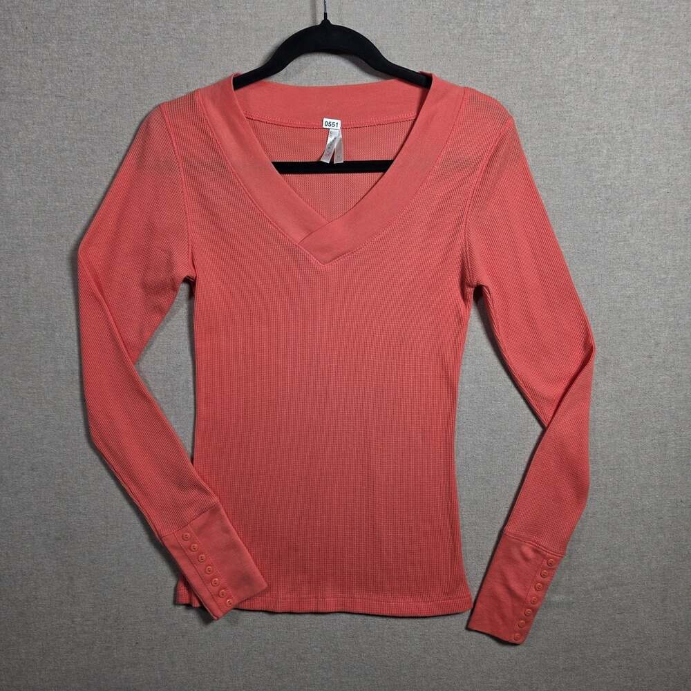 Col Story Waffle Knit Long Sleeve  Button Wrist